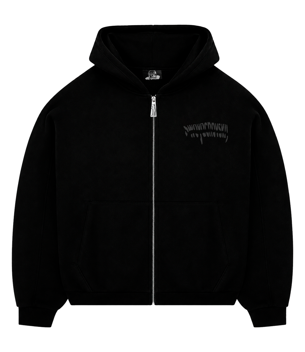 ZIP HOODIE WITH BLACK REFLECTIVE LOGO