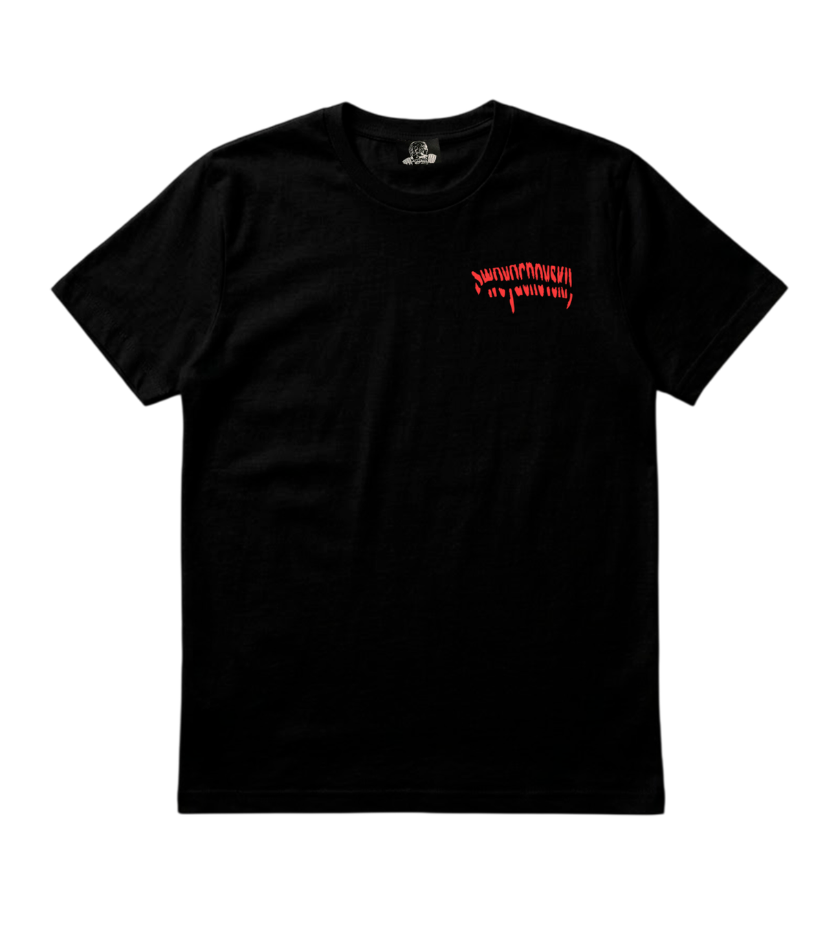 SWOYACHOVSKIY BLACK SLIM T SHIRT WITH RED REFLECTIVE LOGO