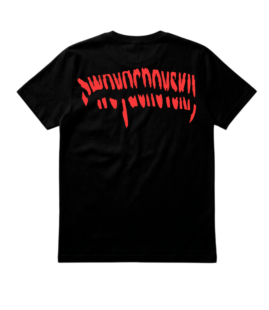 SWOYACHOVSKIY BLACK SLIM T SHIRT WITH RED REFLECTIVE LOGO