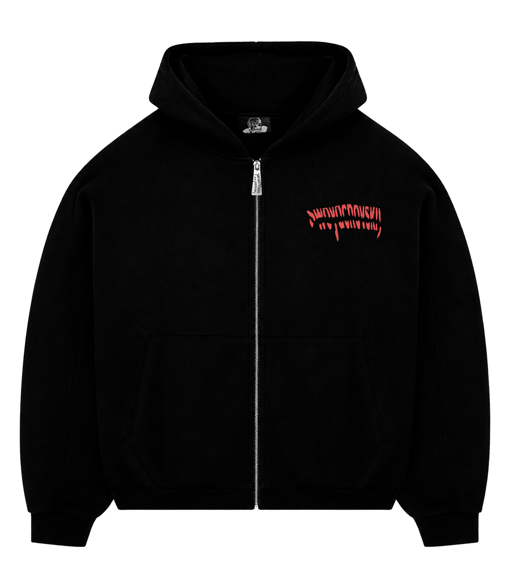 ZIP HOODIE RED REFLECTIVE LOGO