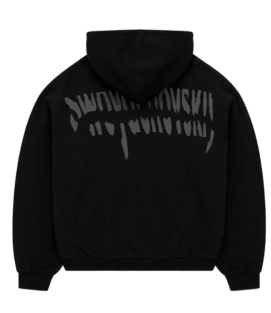 ZIP HOODIE WITH BLACK REFLECTIVE LOGO